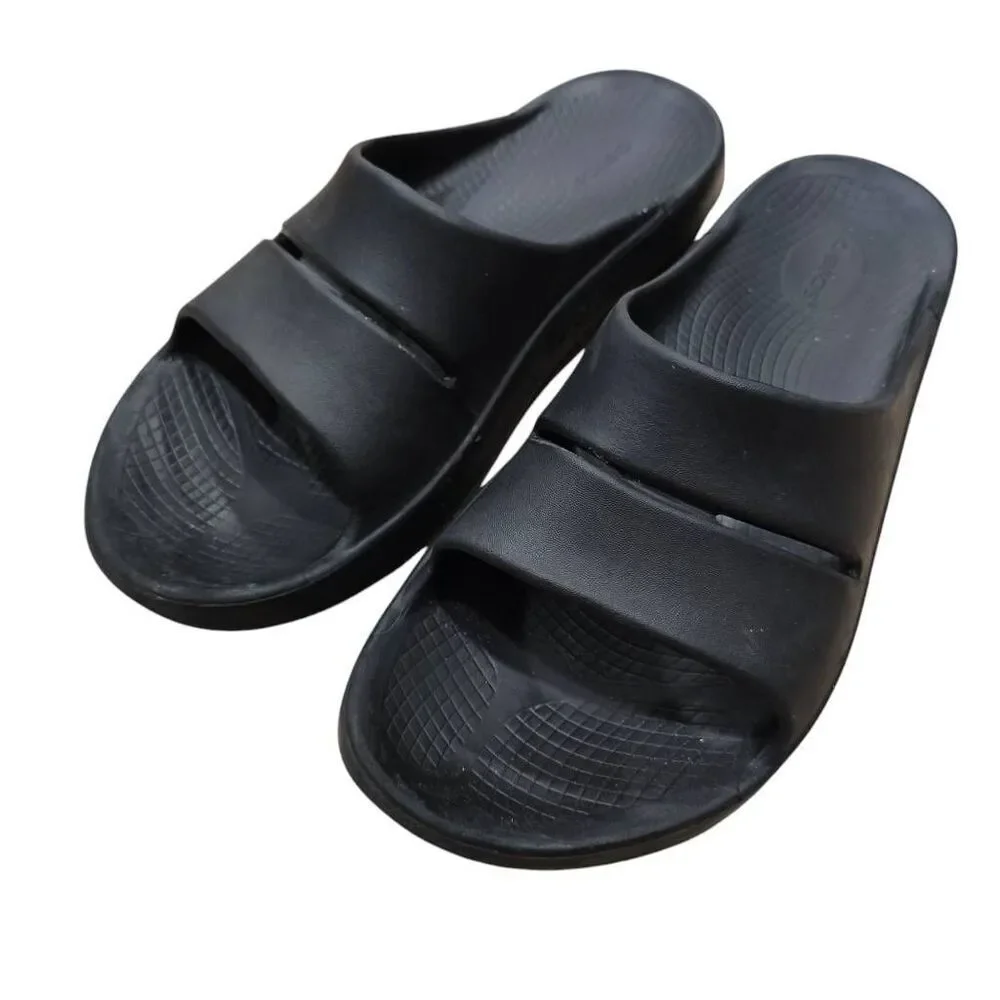 Oofos OOahh Recovery Slide Sandals Men's 12 Black Lightweight‎ Slip On Open Toe